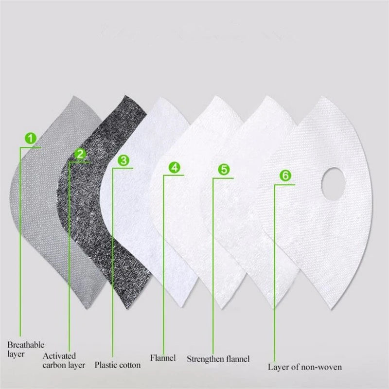 10pcs/lot Cycling Face Masks Filter MTB Road Cycling Equip Anti-Dust PM2.5 Replacement With Active Carbon Filter Protect