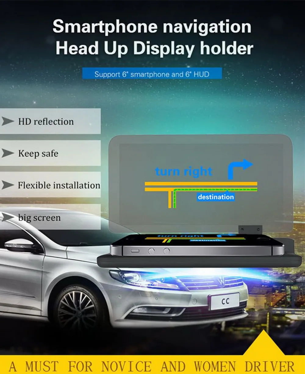 Youwinme Adjustable Car Display Holder Under 6 Inch GPS Phone HUD Navigation Bracket Mobile Auto Driving Smartphone Head Up