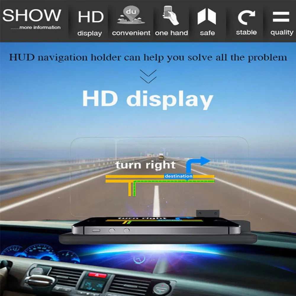 Youwinme Adjustable Car Display Holder Under 6 Inch GPS Phone HUD Navigation Bracket Mobile Auto Driving Smartphone Head Up