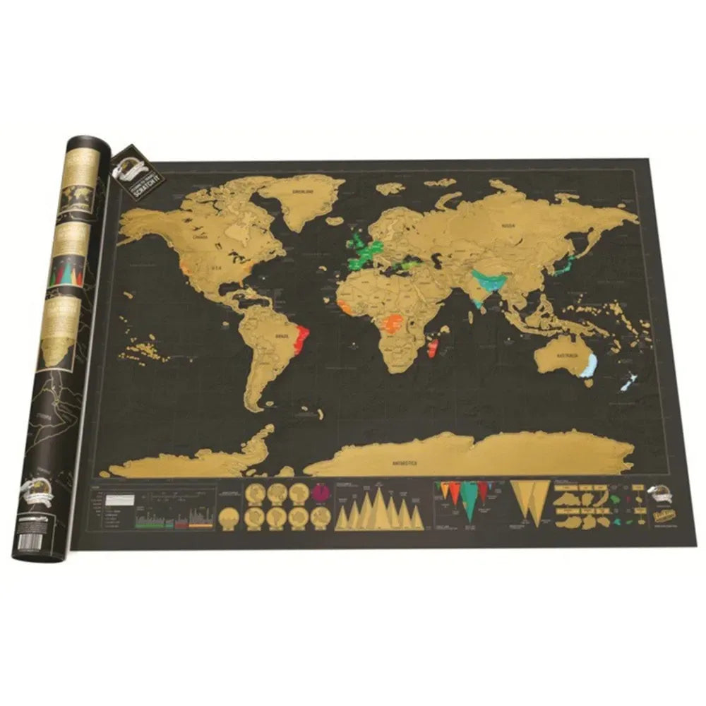 Big size Earth scratch maps with National Flags Deluxe Scratch maps With Scratch Off Layer Visual Travel Journal for travel maps
