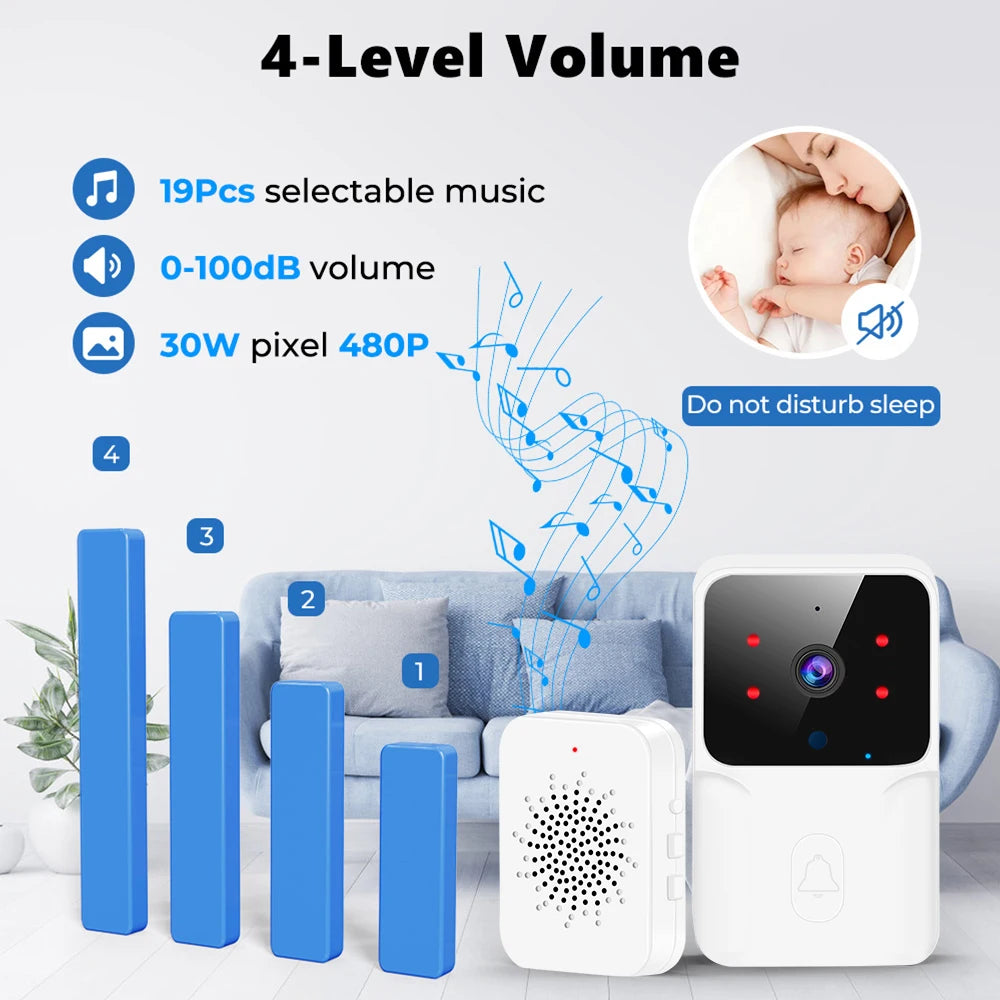 Tuya Video Doorbell Wireless HD Camera WiFi PIR Motion Detection IR Alarm Security Smart Home Security Door Bell WiFi Intercom