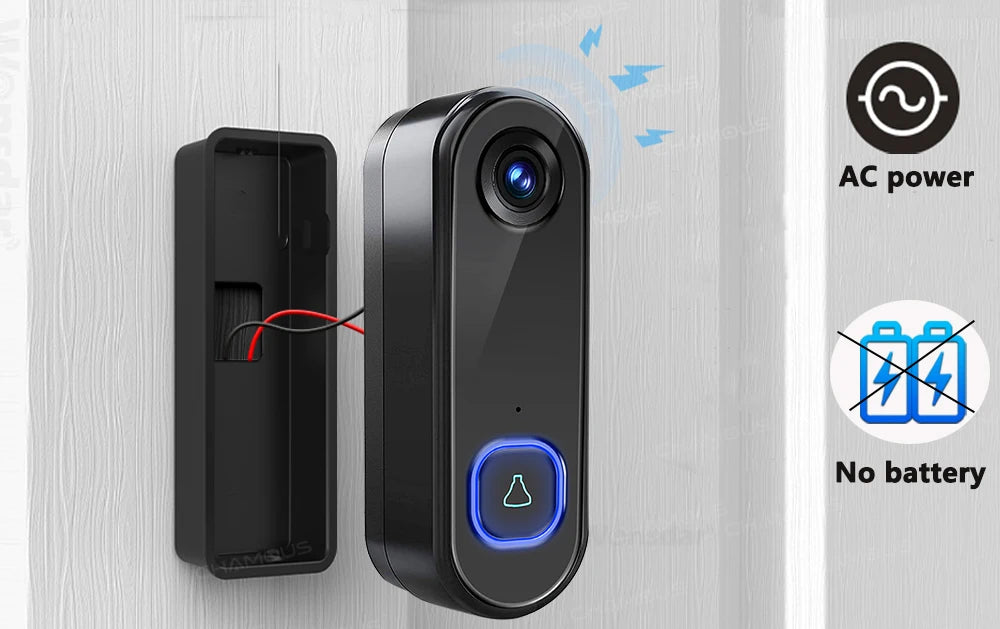 TUYA Video Doorbell WiFi  Wireless Outdoor Door Bell Camera AC Power 1080P Video Door Phone Waterproof IP65 Alexa Google Home