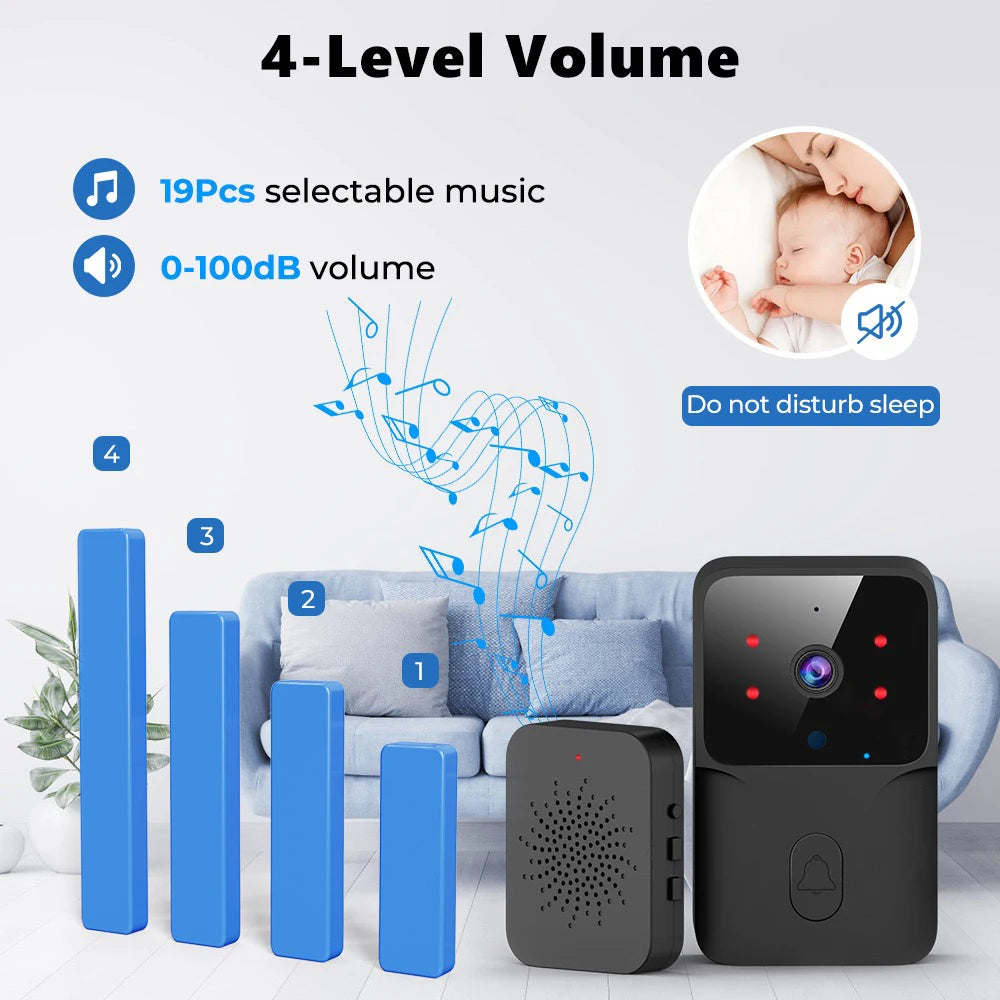Tuya Video Doorbell Wireless HD Camera WiFi PIR Motion Detection IR Alarm Security Smart Home Security Door Bell WiFi Intercom