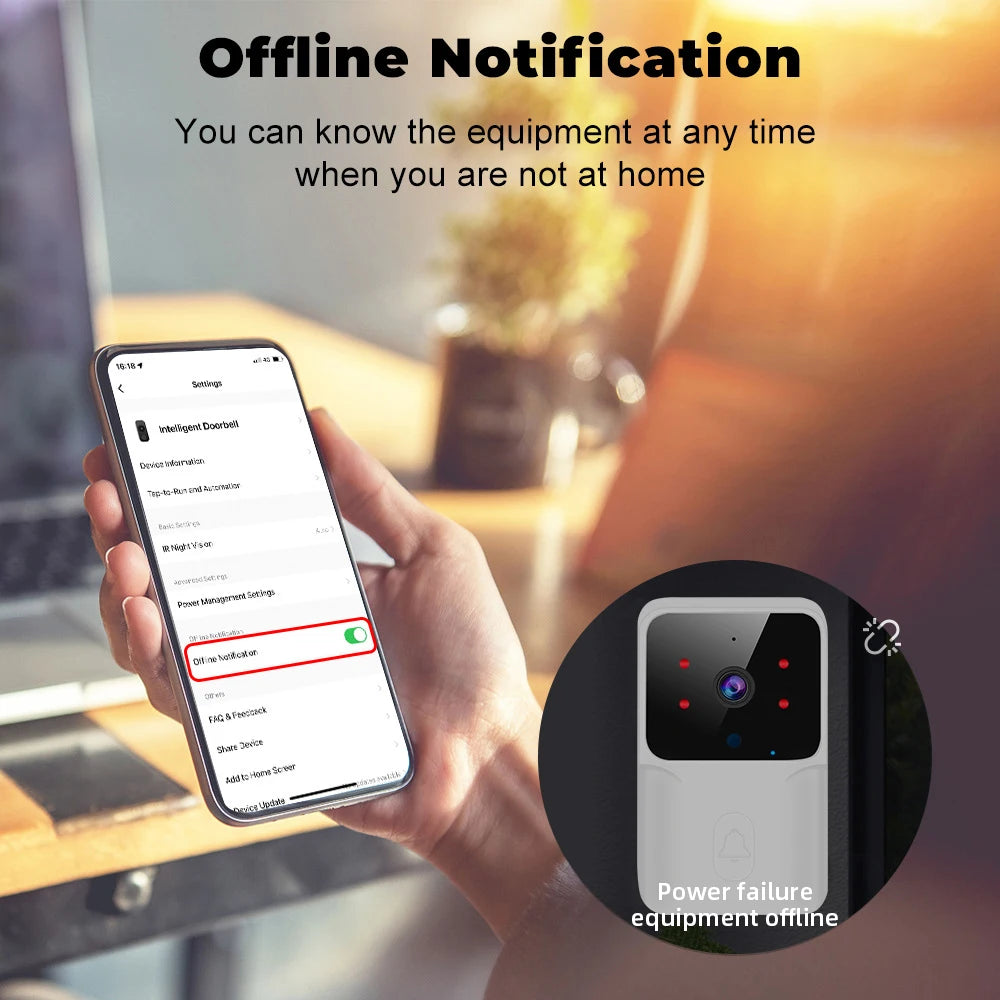 Tuya Video Doorbell Wireless HD Camera WiFi PIR Motion Detection IR Alarm Security Smart Home Security Door Bell WiFi Intercom