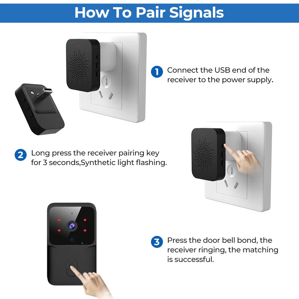 Tuya Video Doorbell Wireless HD Camera WiFi PIR Motion Detection IR Alarm Security Smart Home Security Door Bell WiFi Intercom