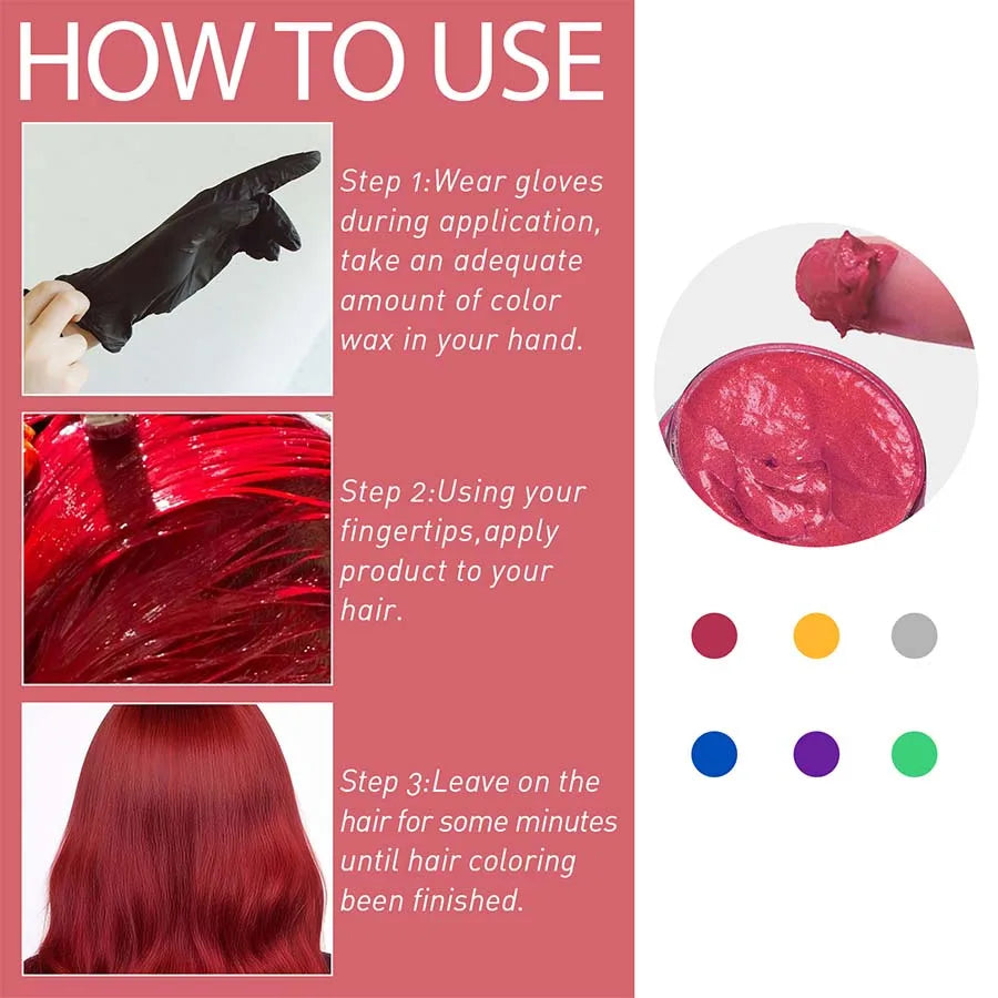 GOIPLE Unisex 120g Hair Color Wax Pomade Temporary Long Lasting Hold Hair Dye Cream Mud Disposable Molding Coloring Styling Gel