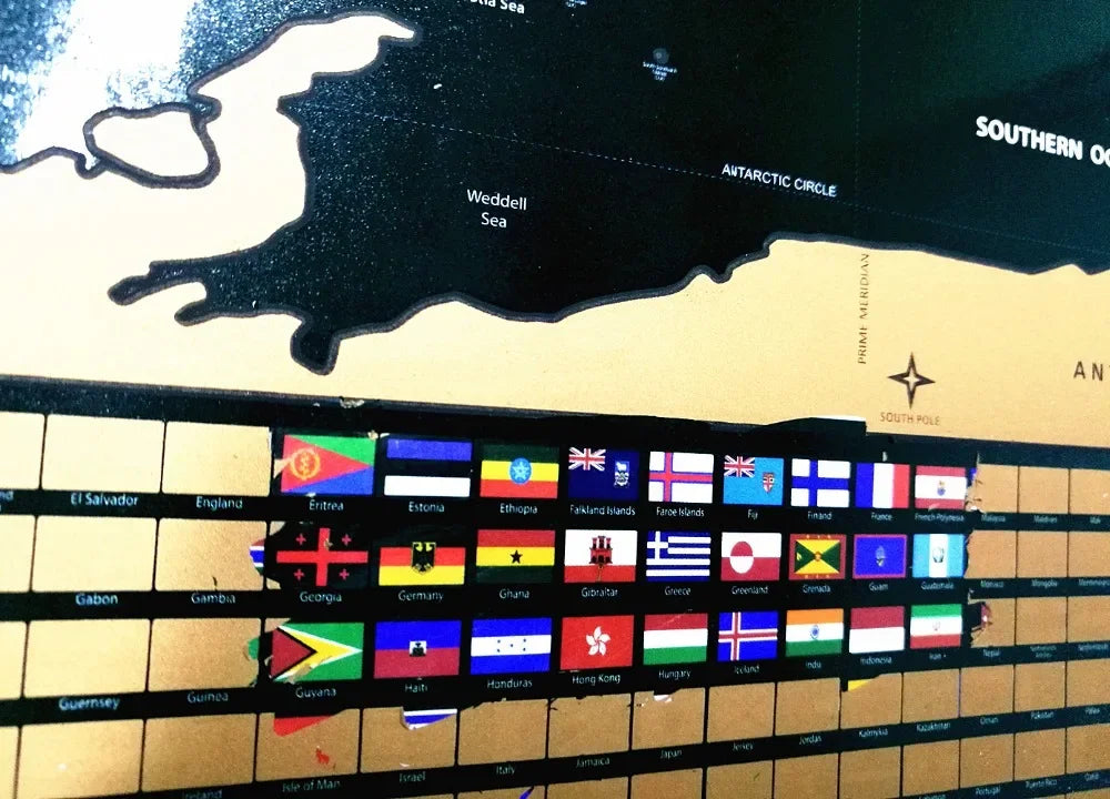 Big size Earth scratch maps with National Flags Deluxe Scratch maps With Scratch Off Layer Visual Travel Journal for travel maps