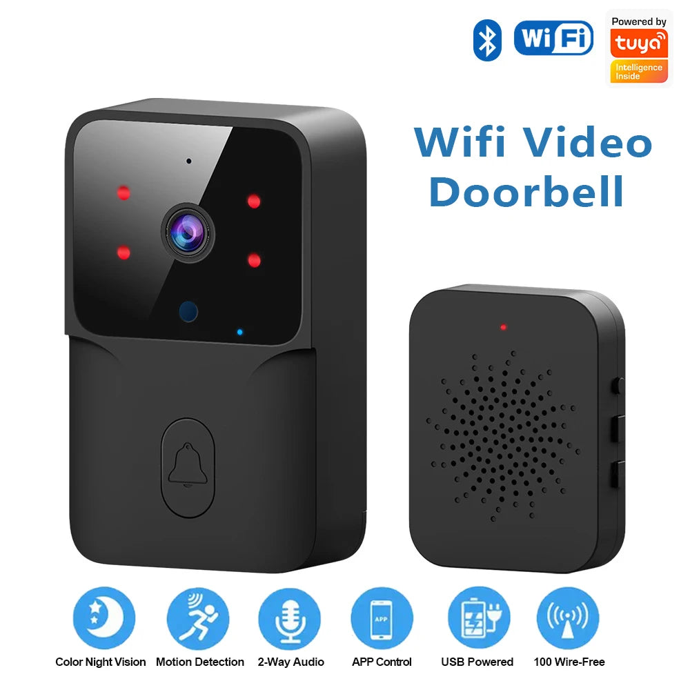 Tuya Video Doorbell Wireless HD Camera WiFi PIR Motion Detection IR Alarm Security Smart Home Security Door Bell WiFi Intercom