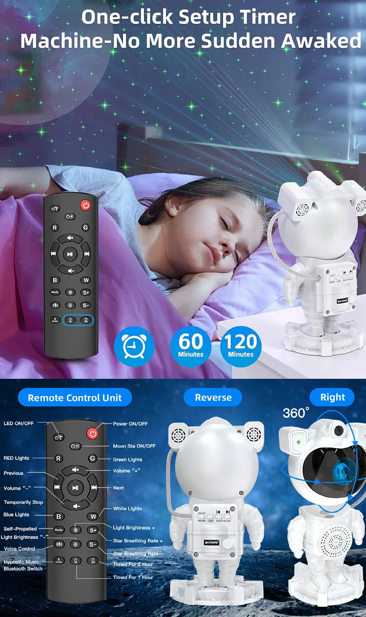 Astronaut starlight projector LED bedroom ambiance night light aurora moon astronaut Bluetooth speaker accessories