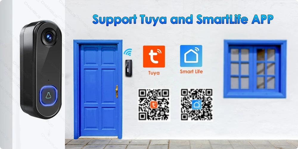 TUYA Video Doorbell WiFi  Wireless Outdoor Door Bell Camera AC Power 1080P Video Door Phone Waterproof IP65 Alexa Google Home