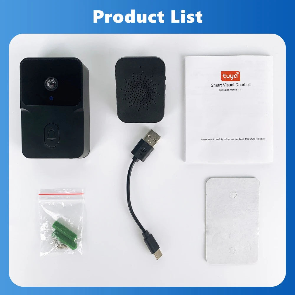 Tuya Video Doorbell Wireless HD Camera WiFi PIR Motion Detection IR Alarm Security Smart Home Security Door Bell WiFi Intercom