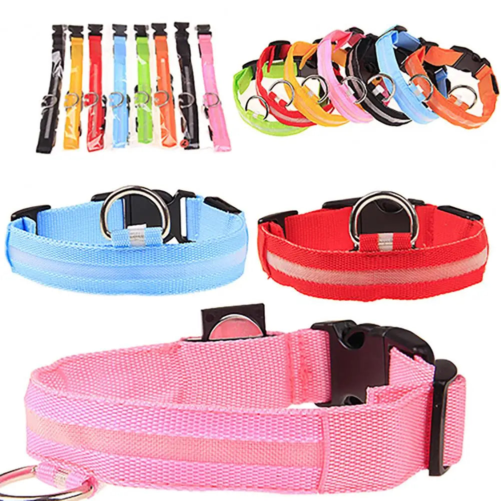 Neck Strap Adjustable Rain Resistant Nylon LED Dog Collar