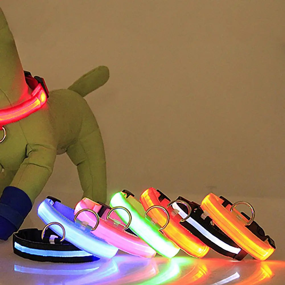 Neck Strap Adjustable Rain Resistant Nylon LED Dog Collar
