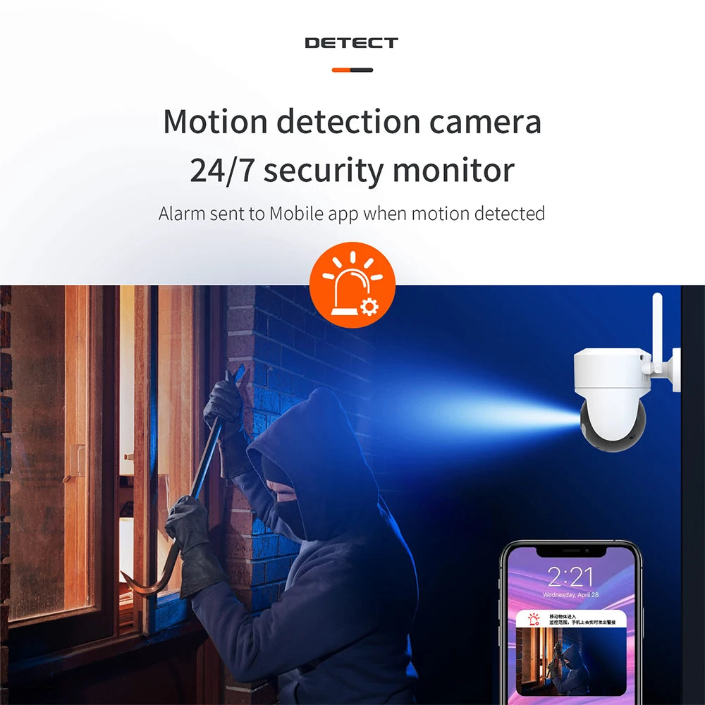 4MP Onvif 2.4G/5G Dual Band WiFi Home Security Cameras Waterproof Motion Detection Outdoor IP Alarm Surveillance Tuya Camera