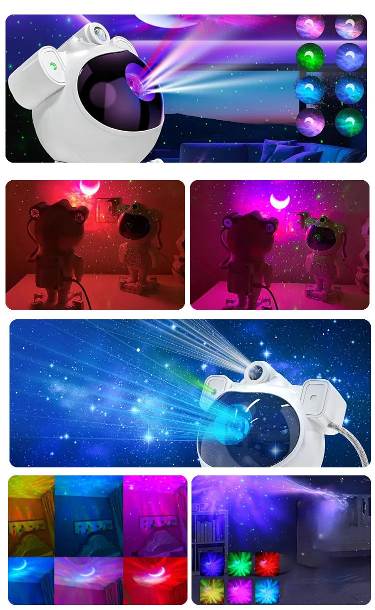 Astronaut starlight projector LED bedroom ambiance night light aurora moon astronaut Bluetooth speaker accessories