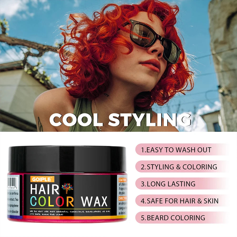 GOIPLE Unisex 120g Hair Color Wax Pomade Temporary Long Lasting Hold Hair Dye Cream Mud Disposable Molding Coloring Styling Gel
