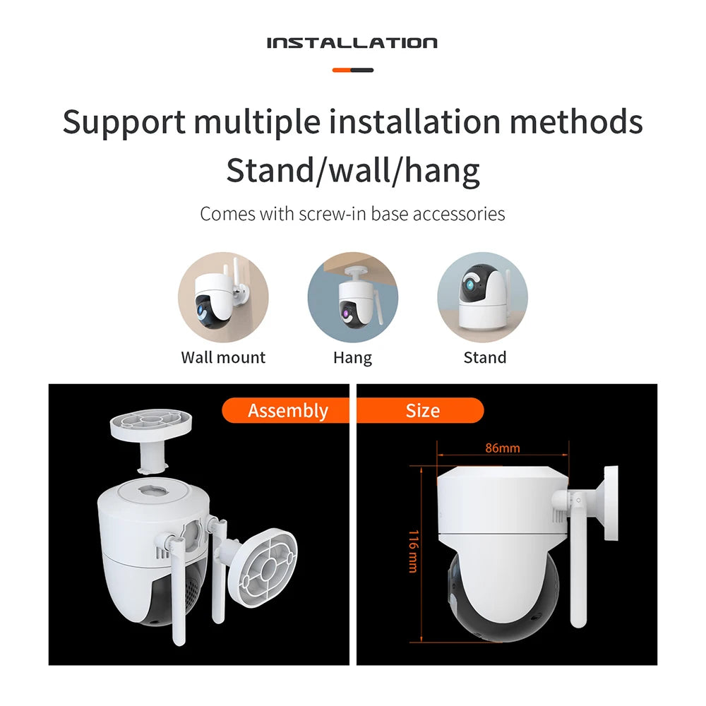 4MP Onvif 2.4G/5G Dual Band WiFi Home Security Cameras Waterproof Motion Detection Outdoor IP Alarm Surveillance Tuya Camera