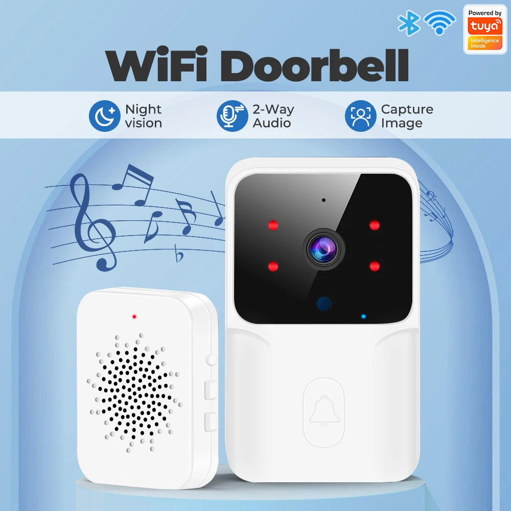 Tuya Video Doorbell Wireless HD Camera WiFi PIR Motion Detection IR Alarm Security Smart Home Security Door Bell WiFi Intercom