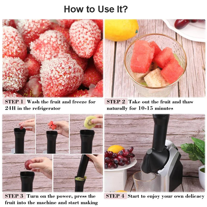Portable Mini Ice Cream Maker Hand Push DIY Frozen Fruit Sorbet Dessert Home Pressing Yogurt Milkshake Squeezer Machine