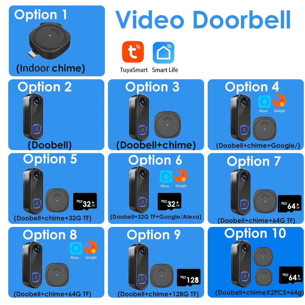 TUYA Video Doorbell WiFi  Wireless Outdoor Door Bell Camera AC Power 1080P Video Door Phone Waterproof IP65 Alexa Google Home