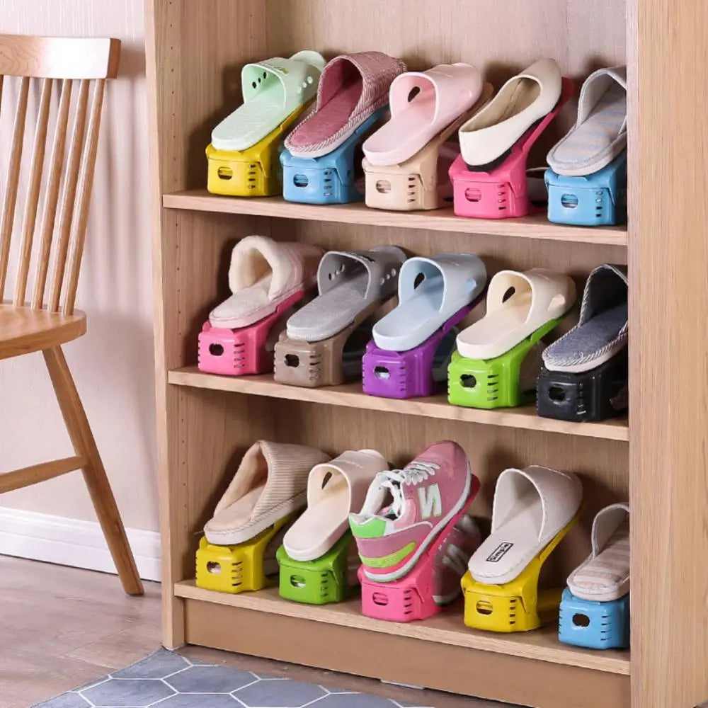 1/2/3pcs Integrated Shoe Rack Double Adjustable Shoe Rack Shoe Storage Rack Slipper Shoe Storage Home Organization
