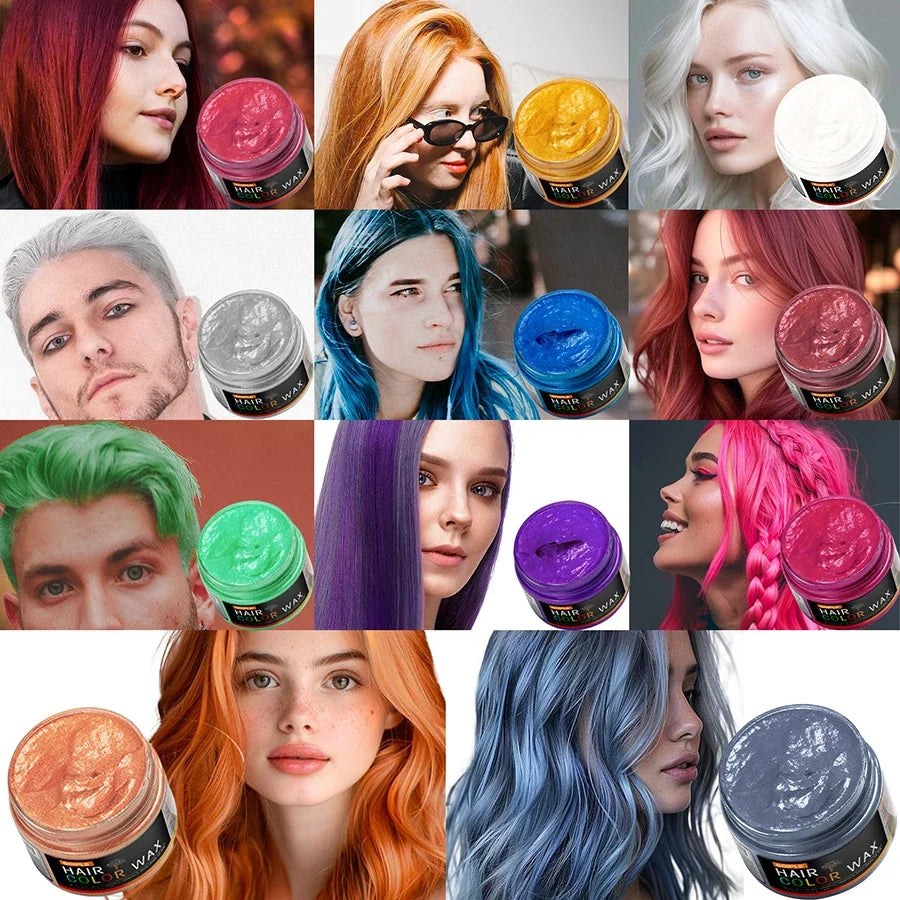 GOIPLE Unisex 120g Hair Color Wax Pomade Temporary Long Lasting Hold Hair Dye Cream Mud Disposable Molding Coloring Styling Gel